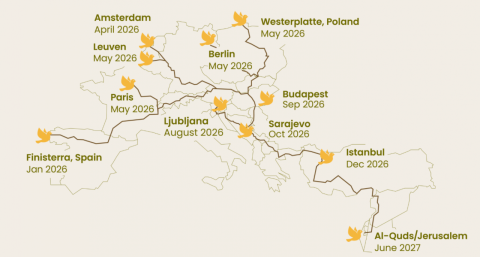 Peace March in Europe-map