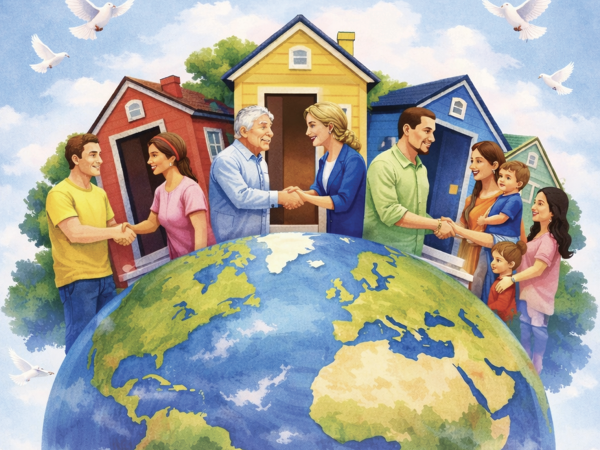 world peace and people greeting